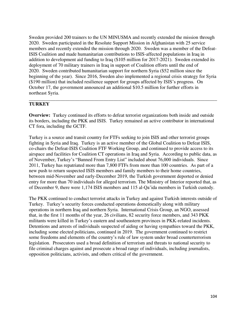 Country Reports on Terrorism, Page 105
