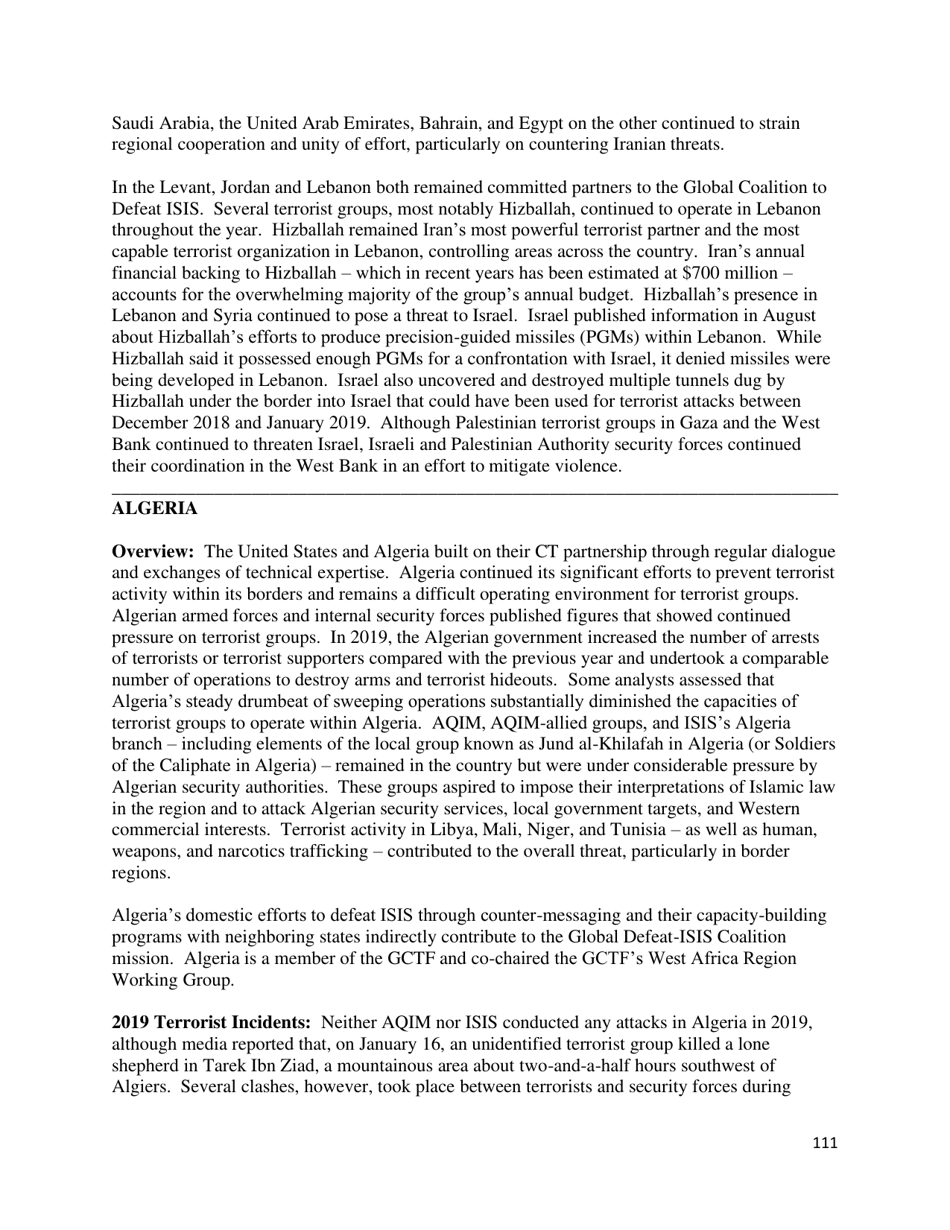 Country Reports on Terrorism, Page 112