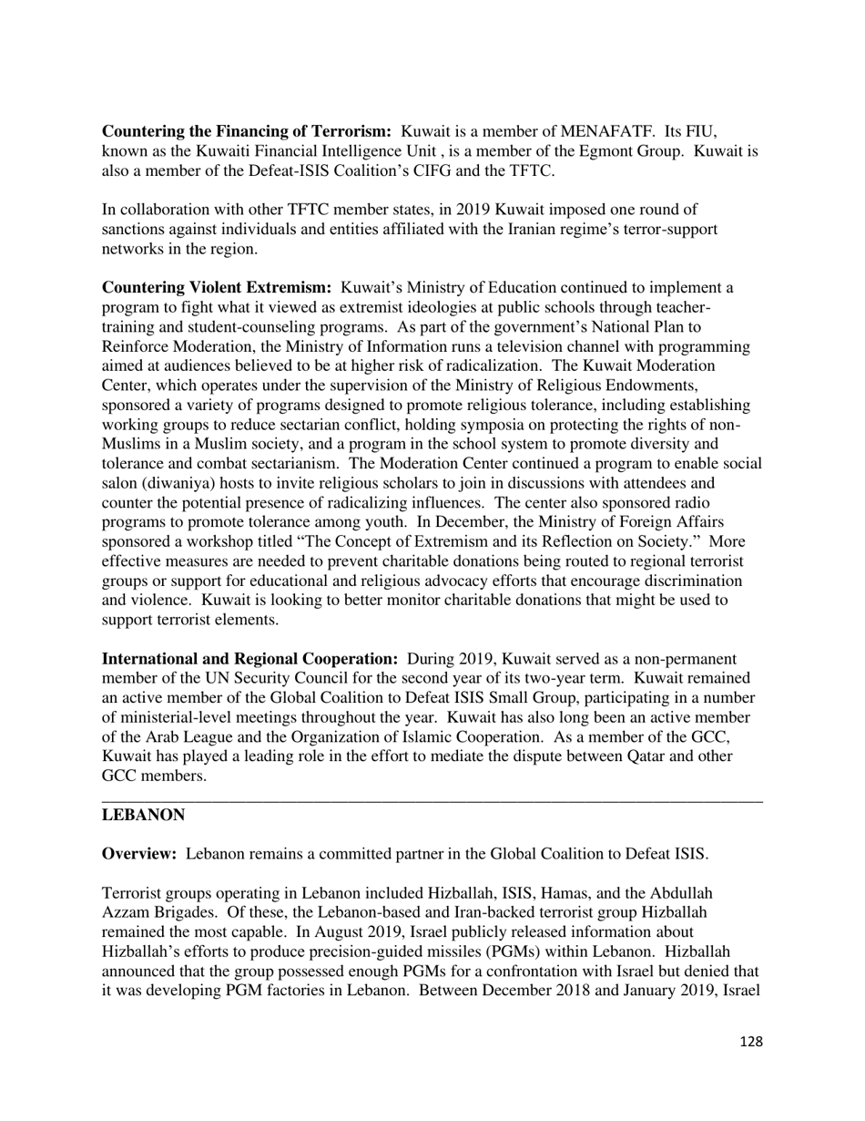 Country Reports on Terrorism, Page 129