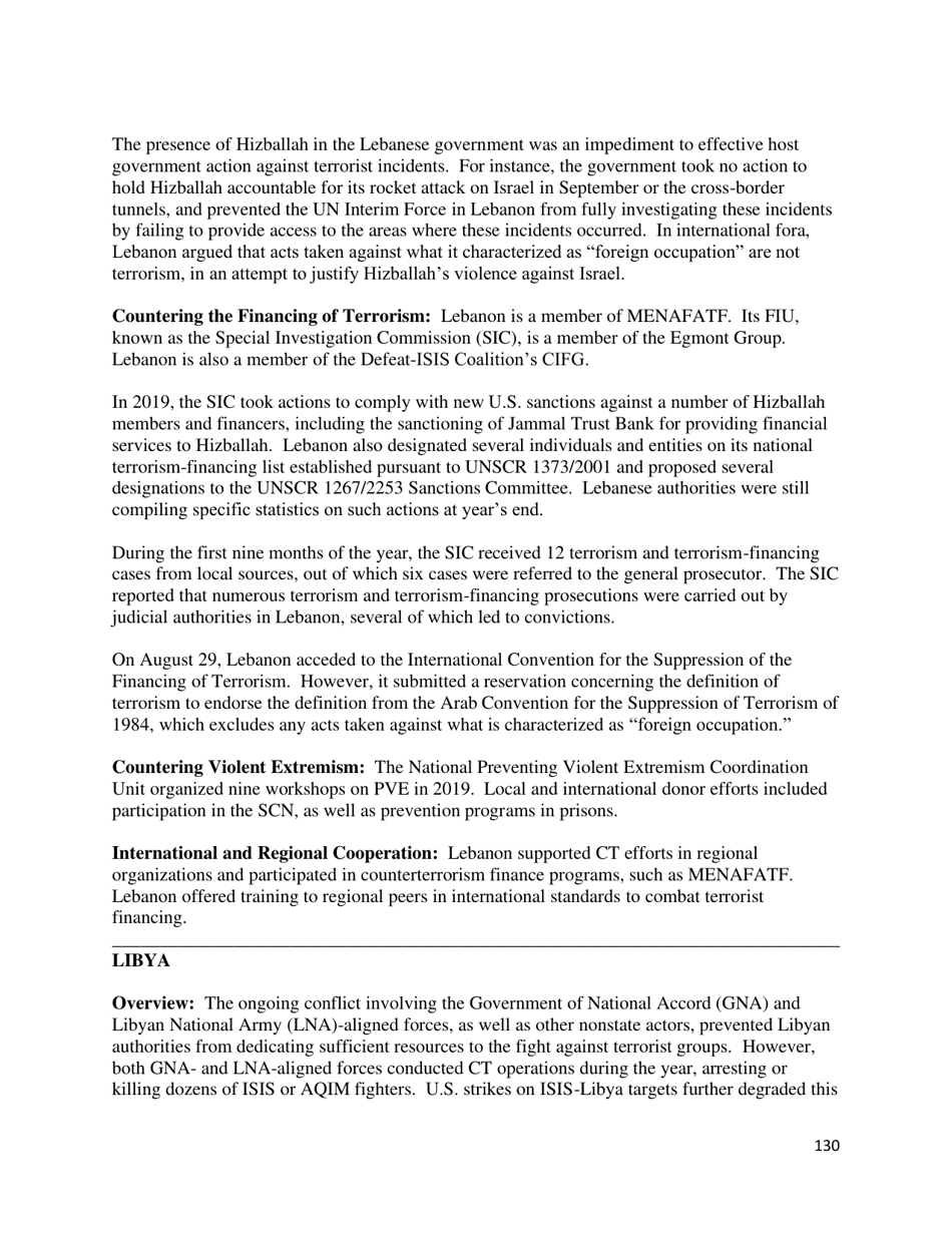 Country Reports on Terrorism, Page 131