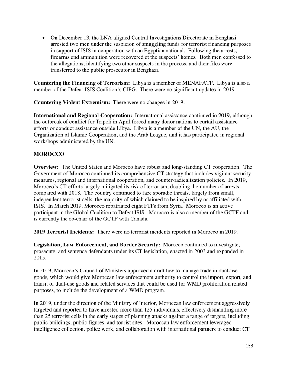 Country Reports on Terrorism, Page 134