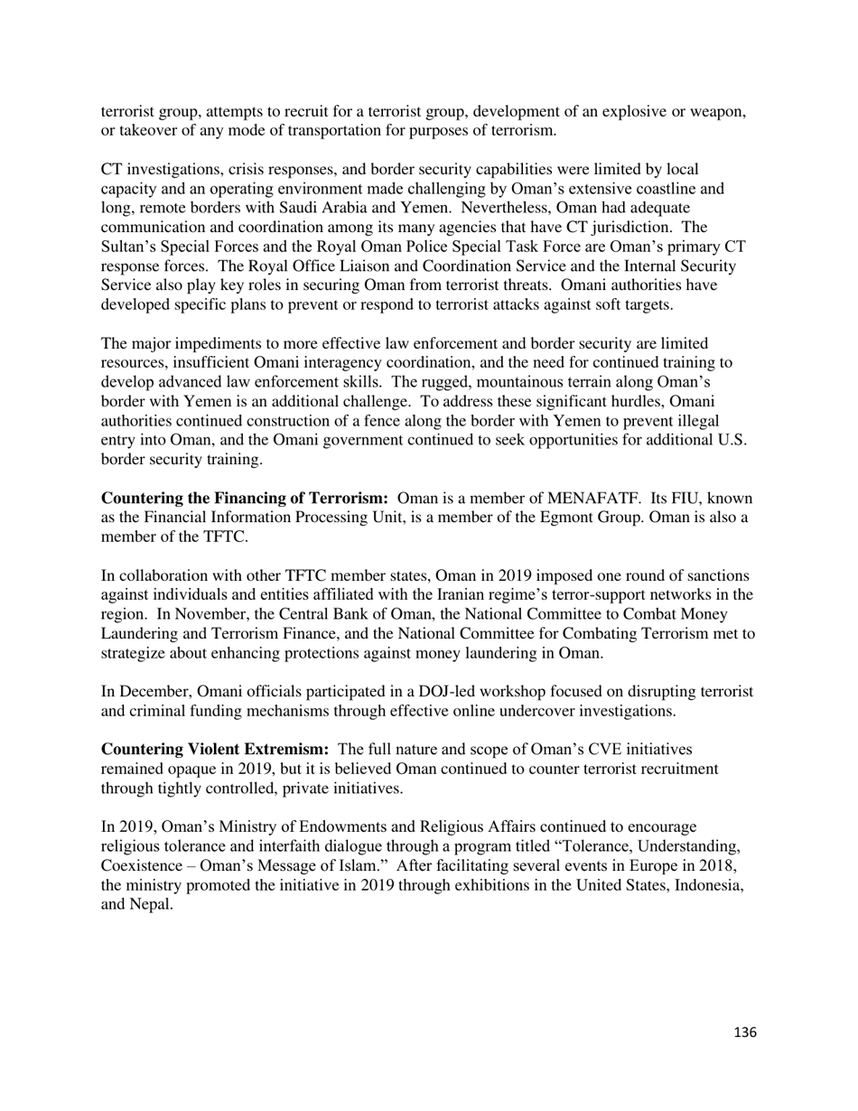 Country Reports on Terrorism, Page 137