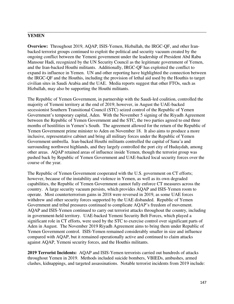 Country Reports on Terrorism, Page 148