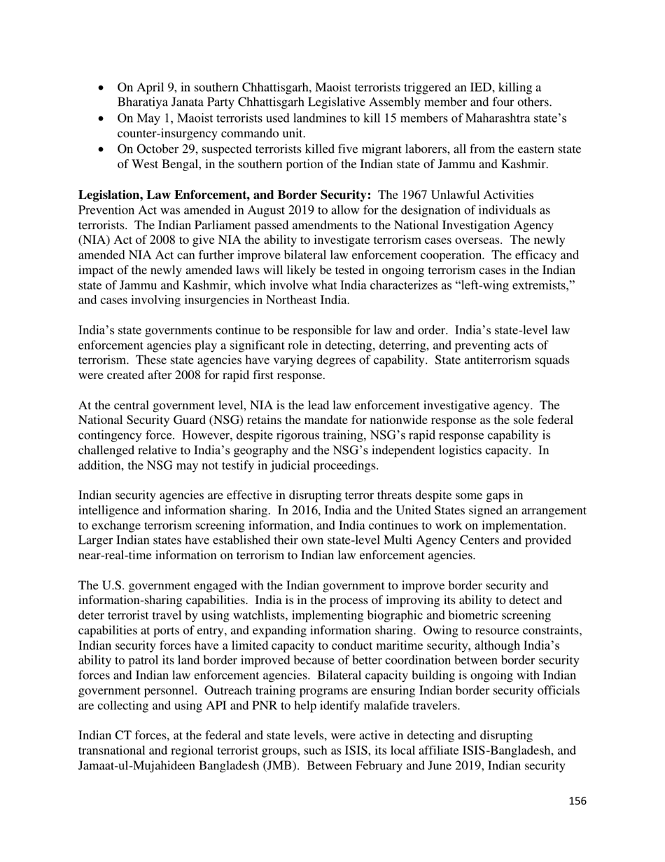 Country Reports on Terrorism, Page 157