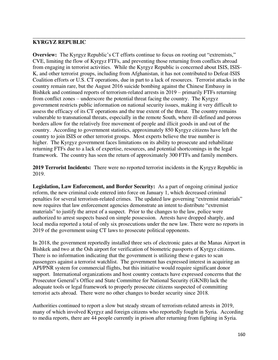 Country Reports on Terrorism, Page 161