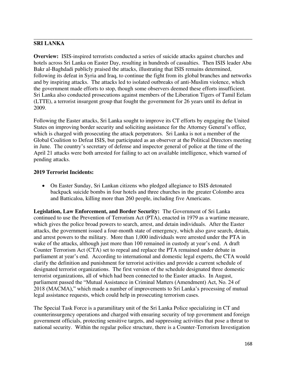 Country Reports on Terrorism, Page 169