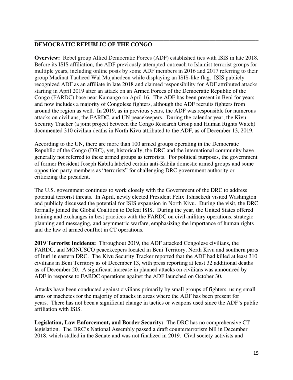 Country Reports on Terrorism, Page 16