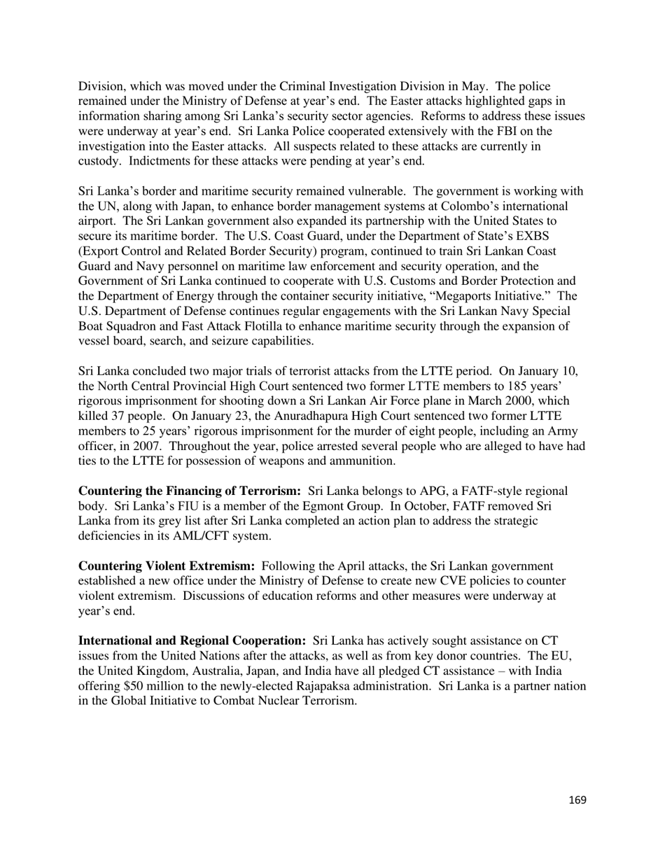 Country Reports on Terrorism, Page 170