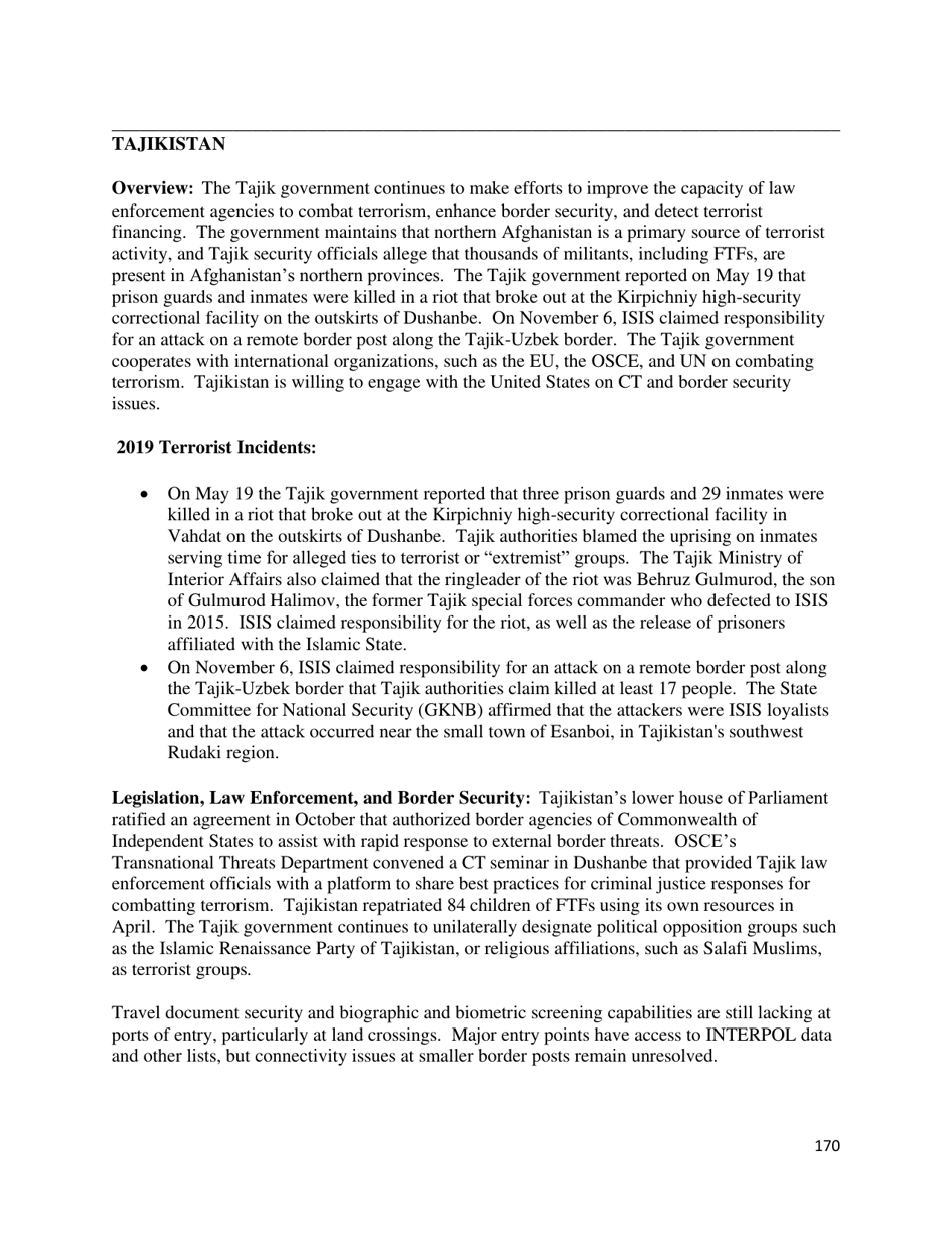 Country Reports on Terrorism, Page 171