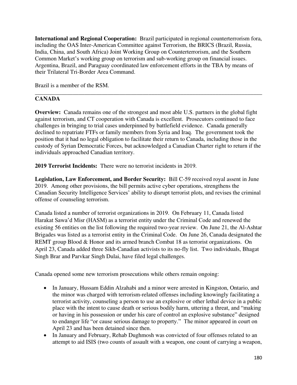 Country Reports on Terrorism, Page 181
