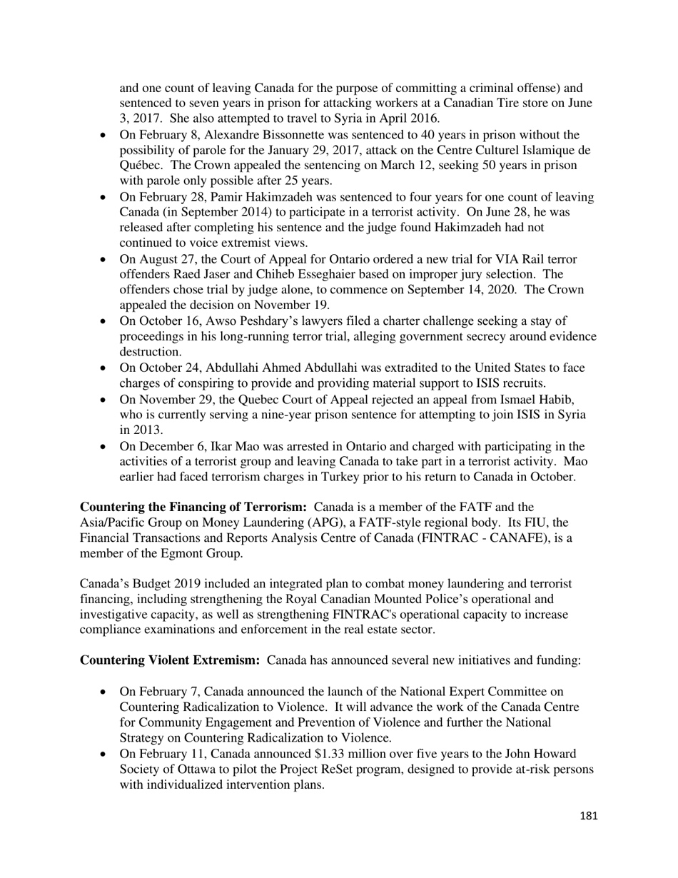 Country Reports on Terrorism, Page 182