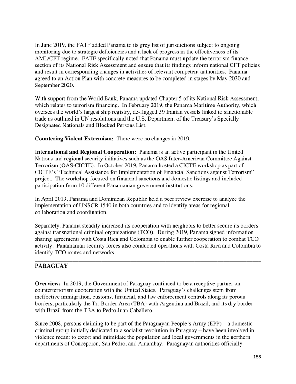 Country Reports on Terrorism, Page 189