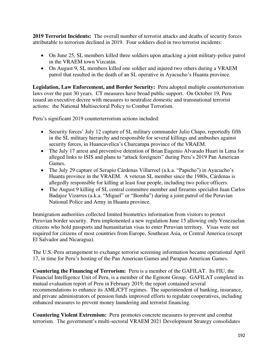 Country Reports on Terrorism, Page 193