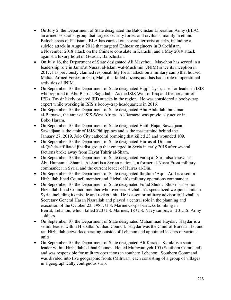 Country Reports on Terrorism, Page 214