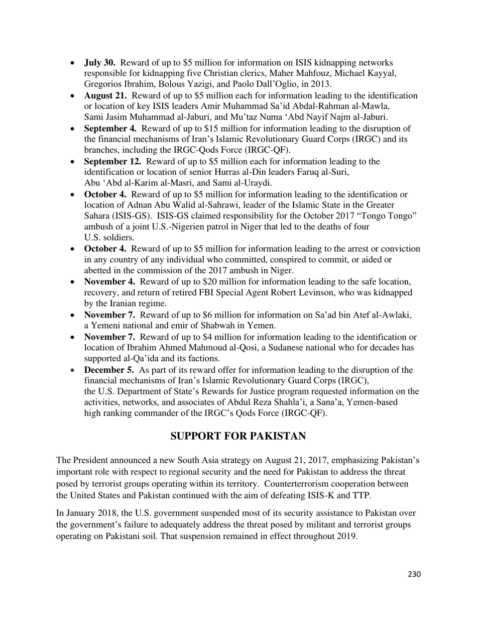 Country Reports on Terrorism, Page 231