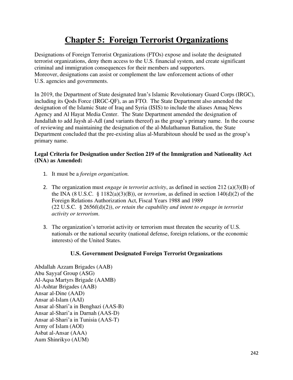 Country Reports on Terrorism, Page 243