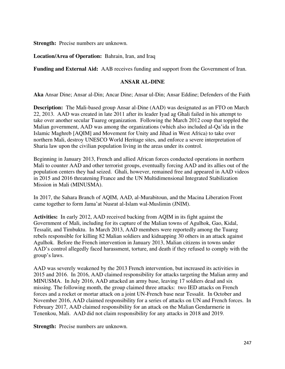 Country Reports on Terrorism, Page 248