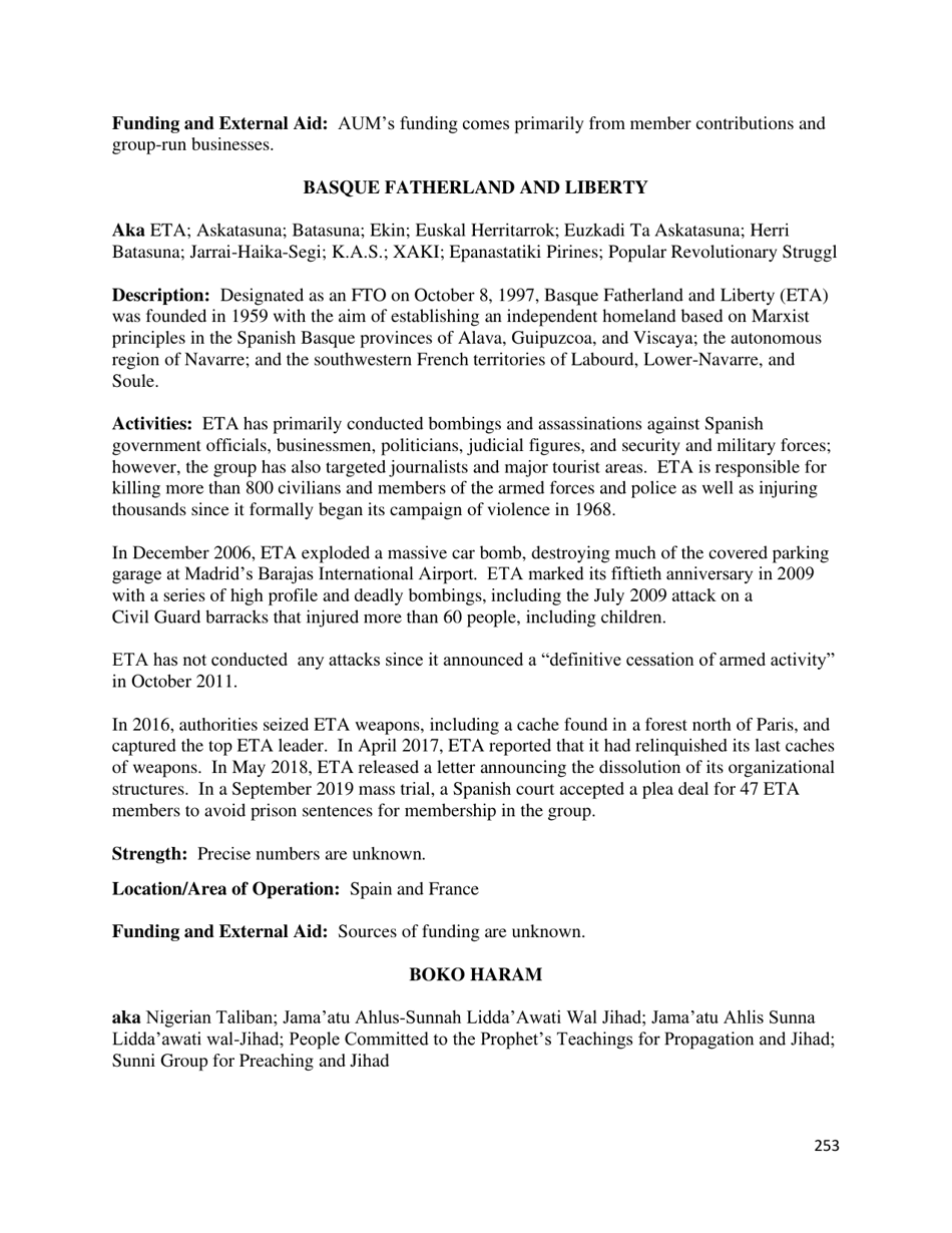 Country Reports on Terrorism, Page 254