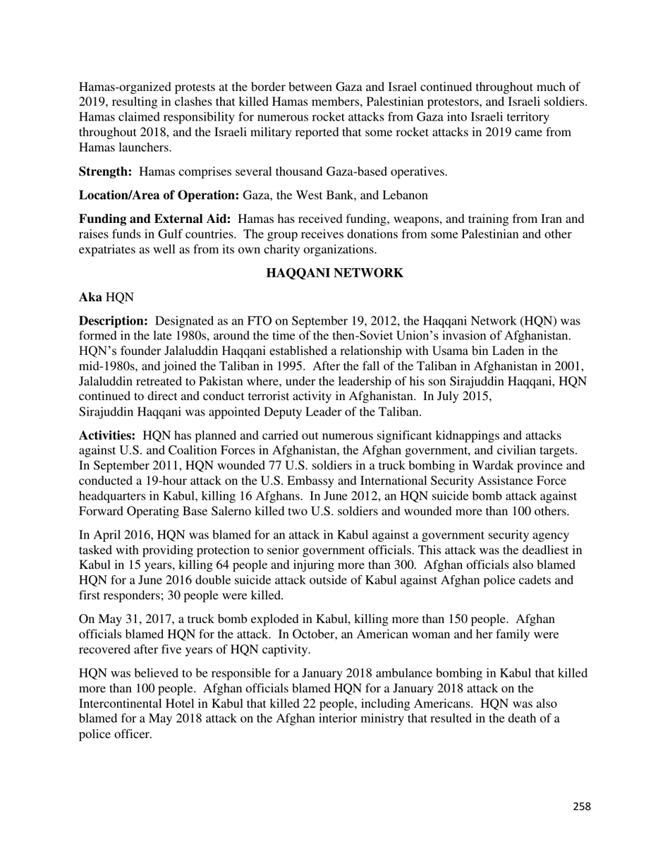 Country Reports on Terrorism, Page 259