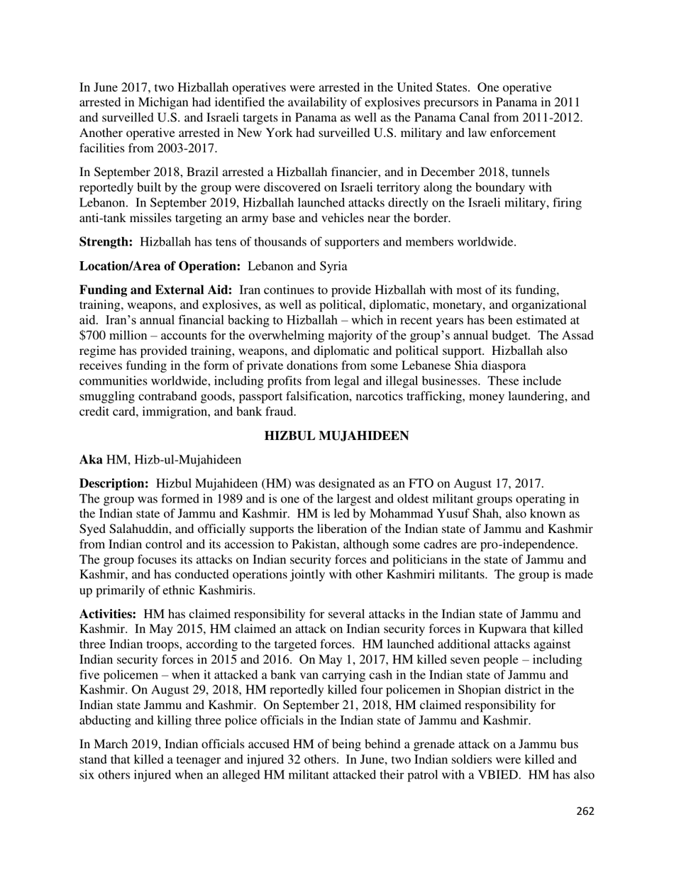 Country Reports on Terrorism, Page 263