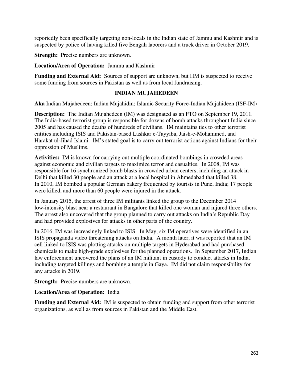 Country Reports on Terrorism, Page 264