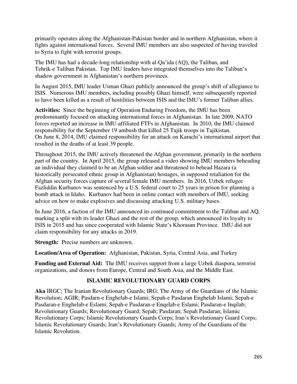 Country Reports on Terrorism, Page 266