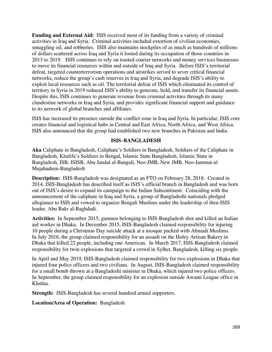 Country Reports on Terrorism, Page 270