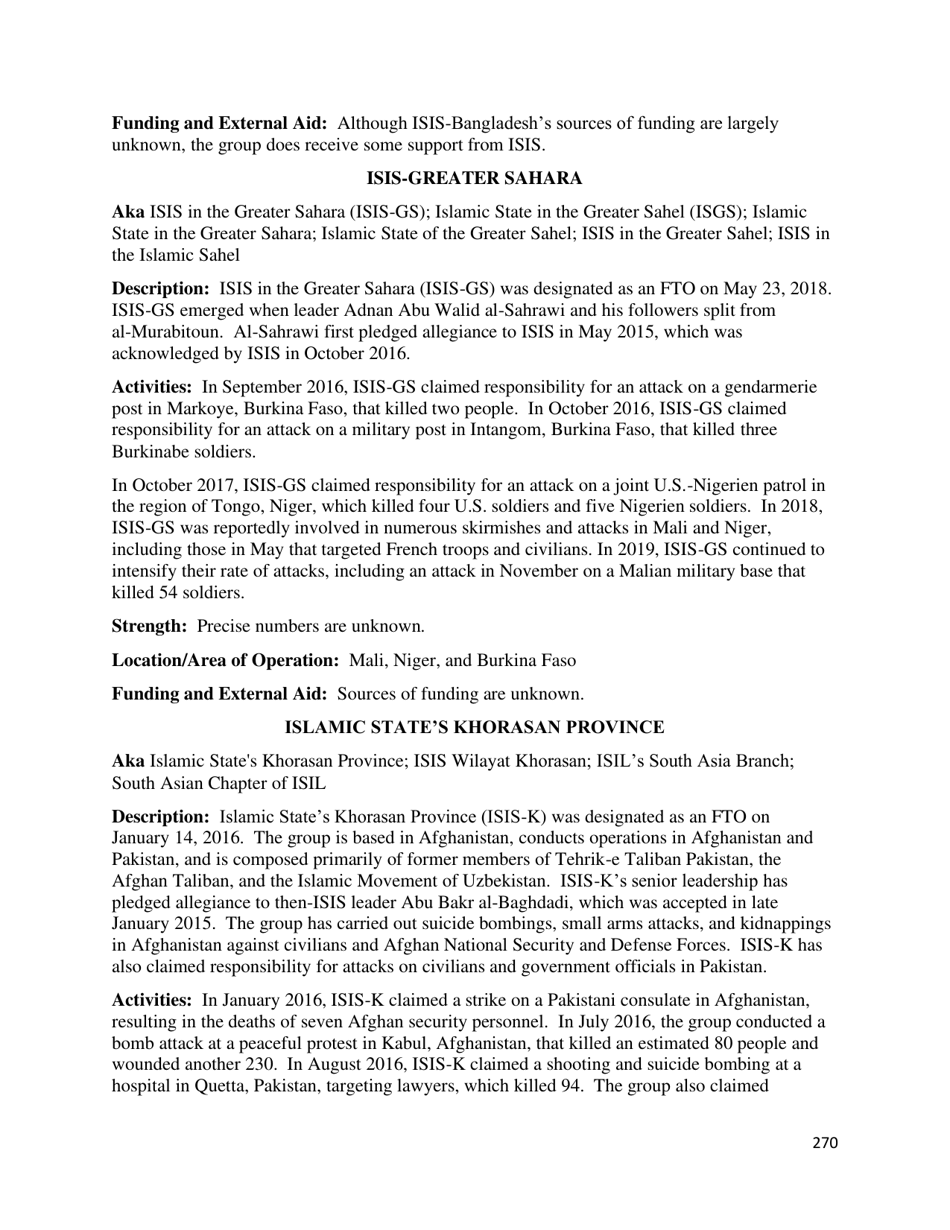 Country Reports on Terrorism, Page 271