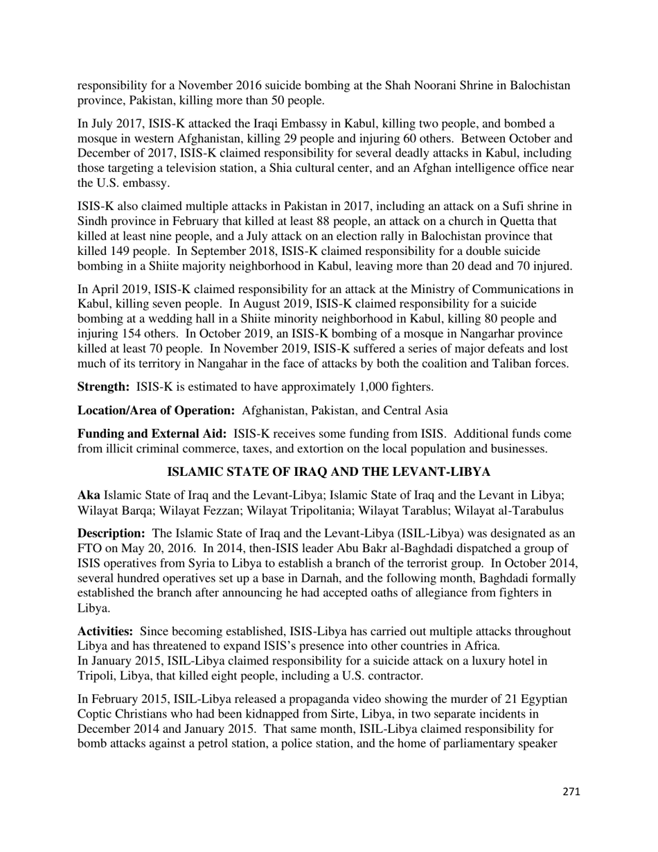 Country Reports on Terrorism, Page 272