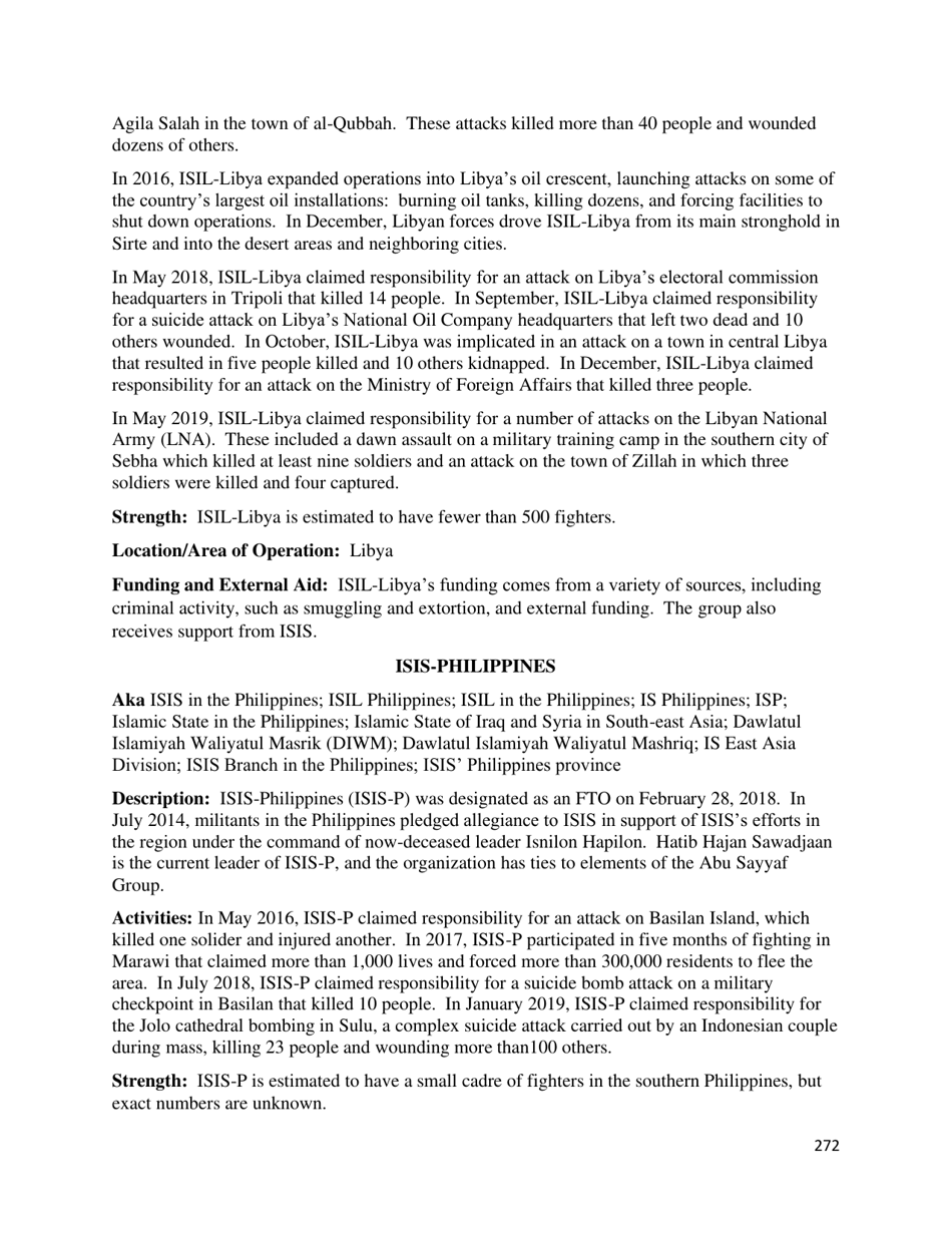 Country Reports on Terrorism, Page 273