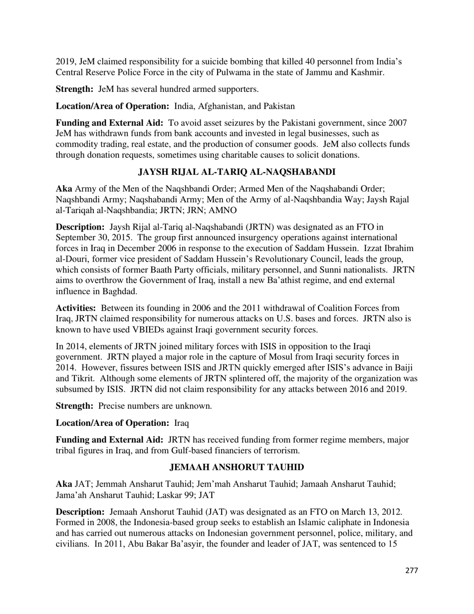 Country Reports on Terrorism, Page 278