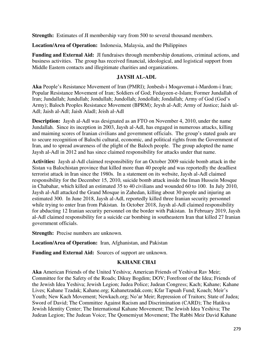 Country Reports on Terrorism, Page 280