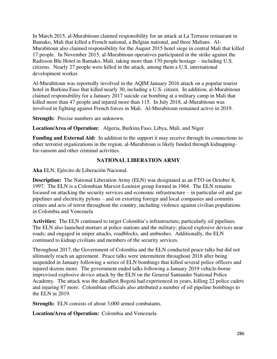 Country Reports on Terrorism, Page 287