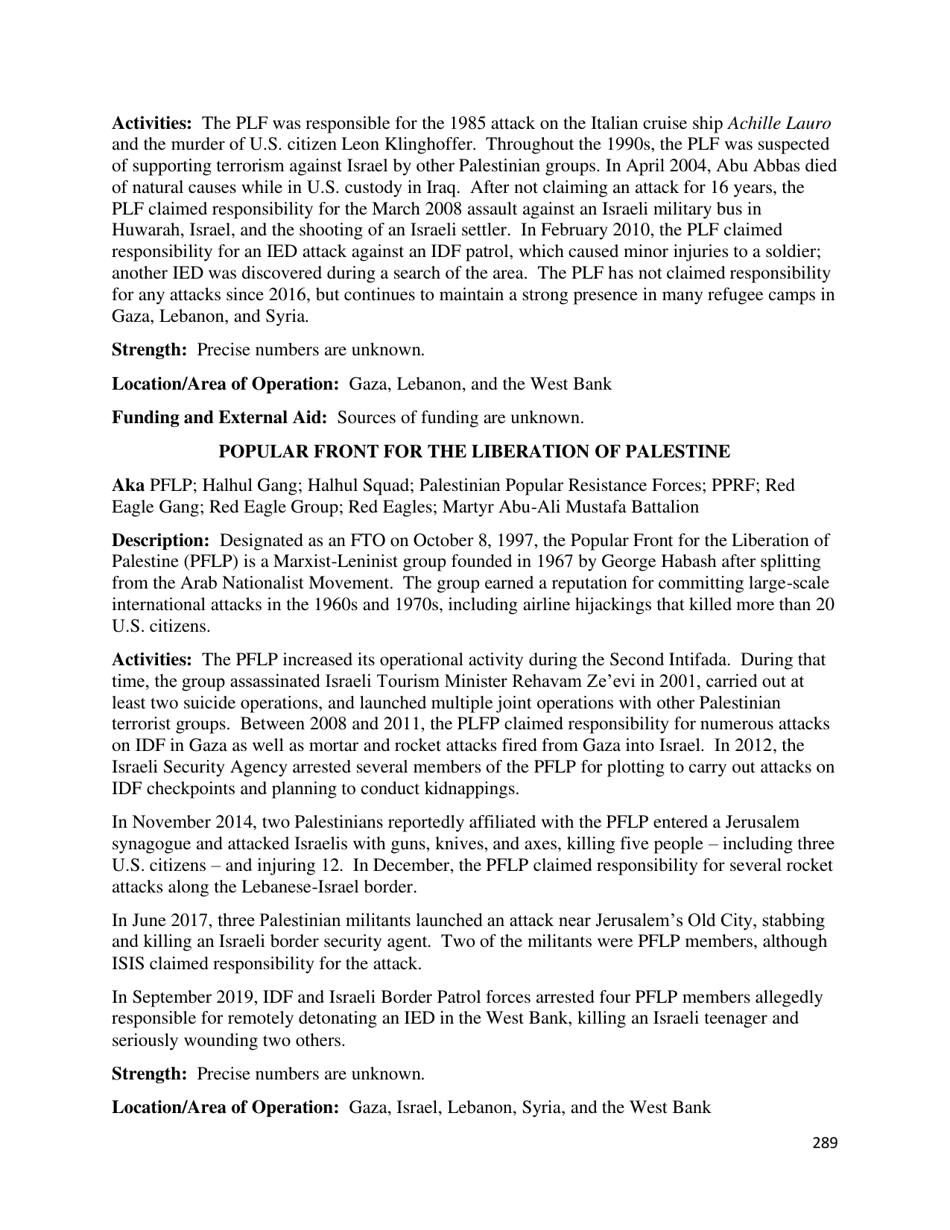 Country Reports on Terrorism, Page 290