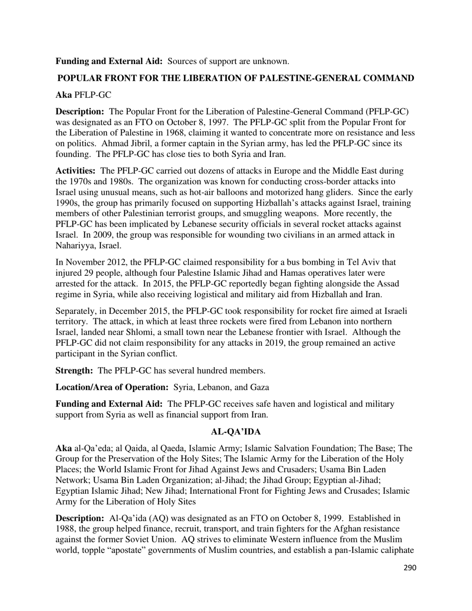 Country Reports on Terrorism, Page 291