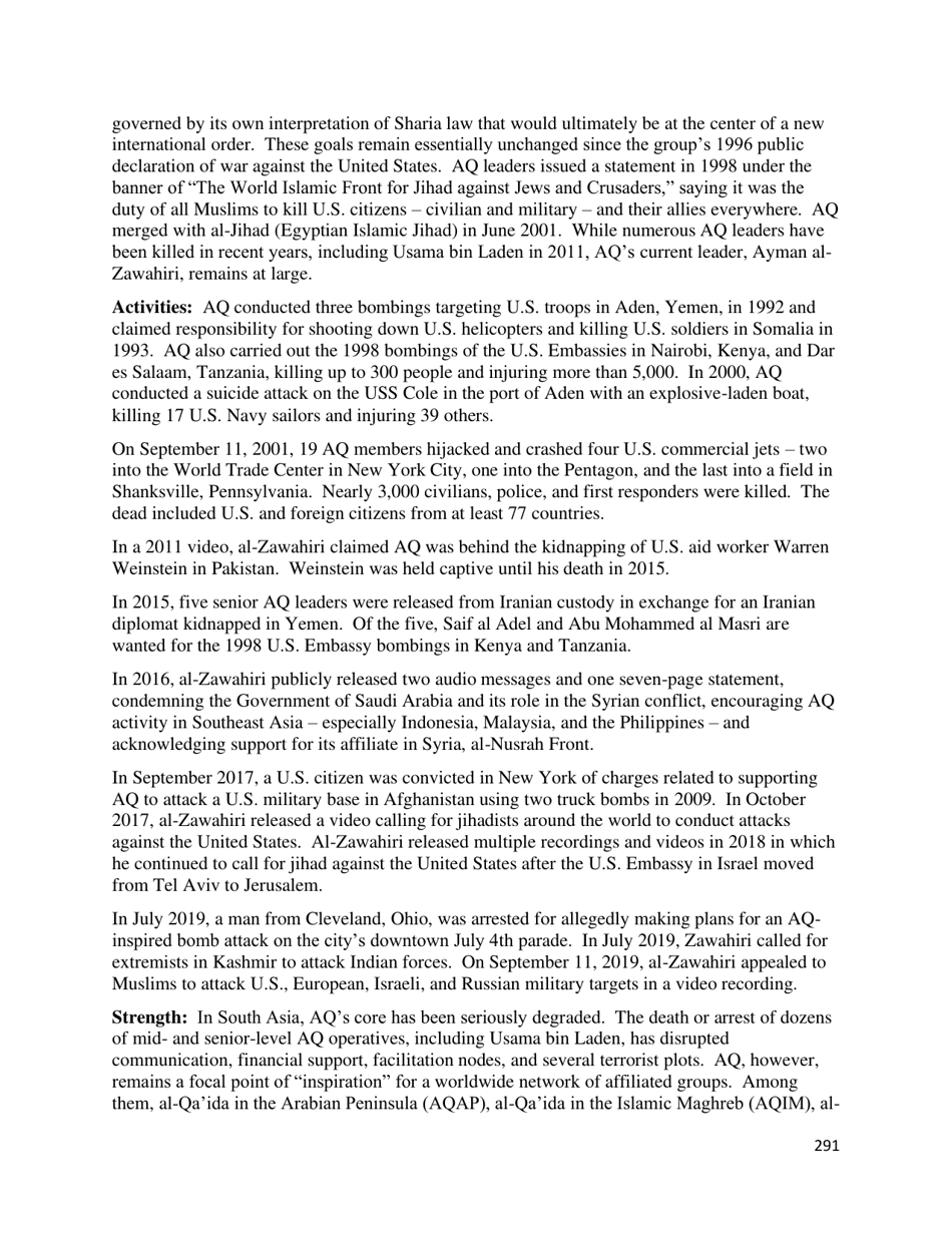 Country Reports on Terrorism, Page 292