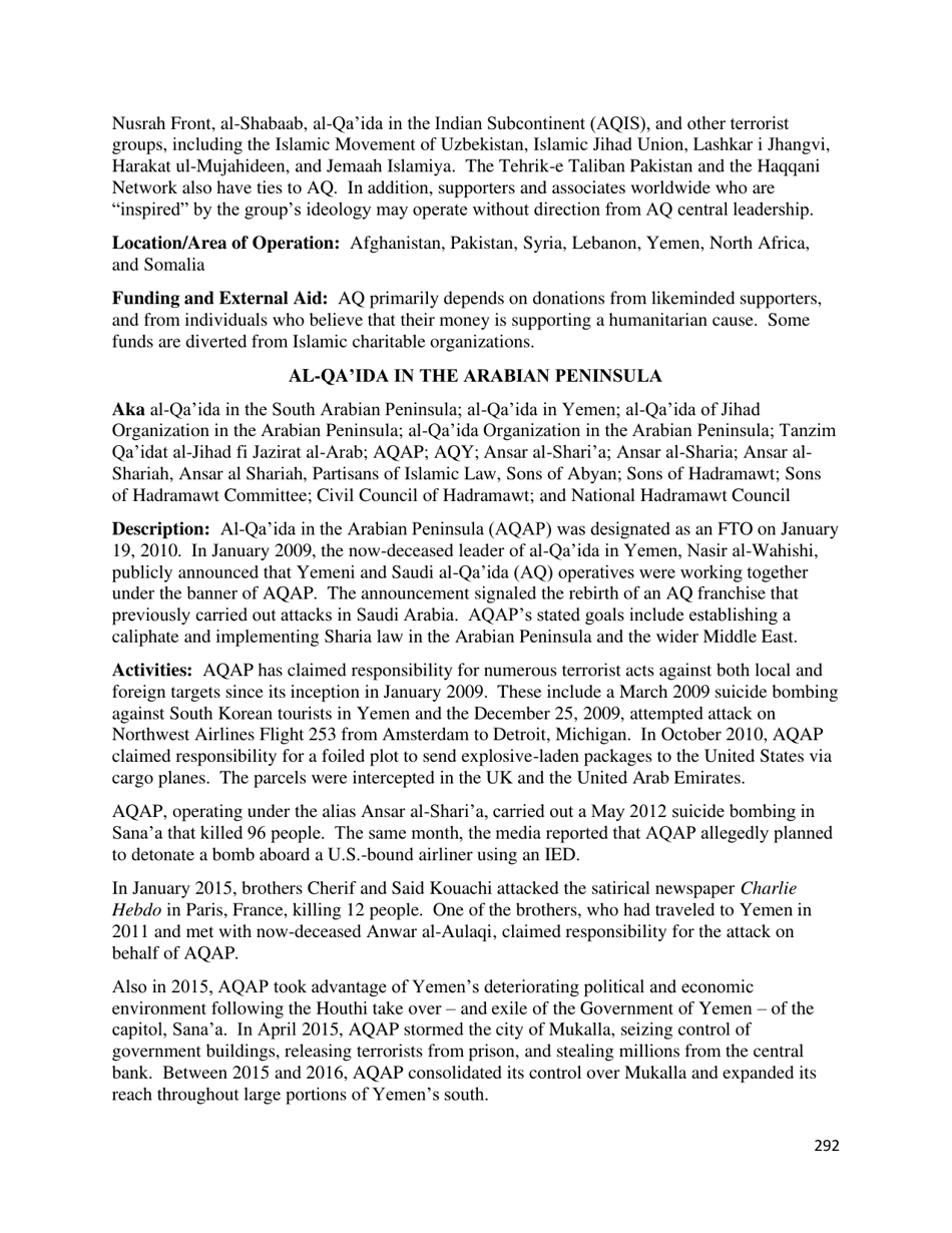 Country Reports on Terrorism, Page 293