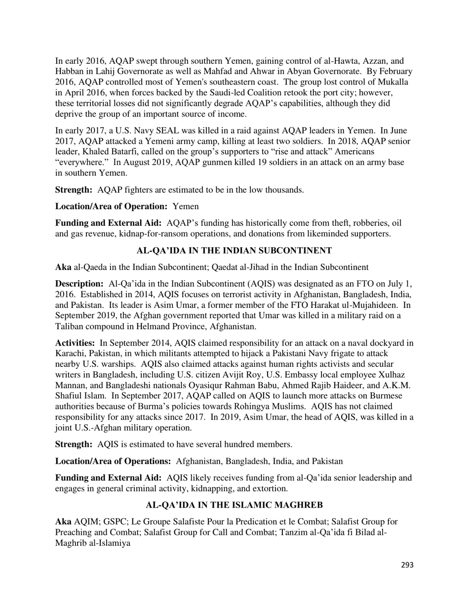 Country Reports on Terrorism, Page 294