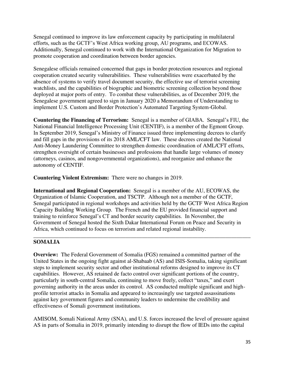 Country Reports on Terrorism, Page 36