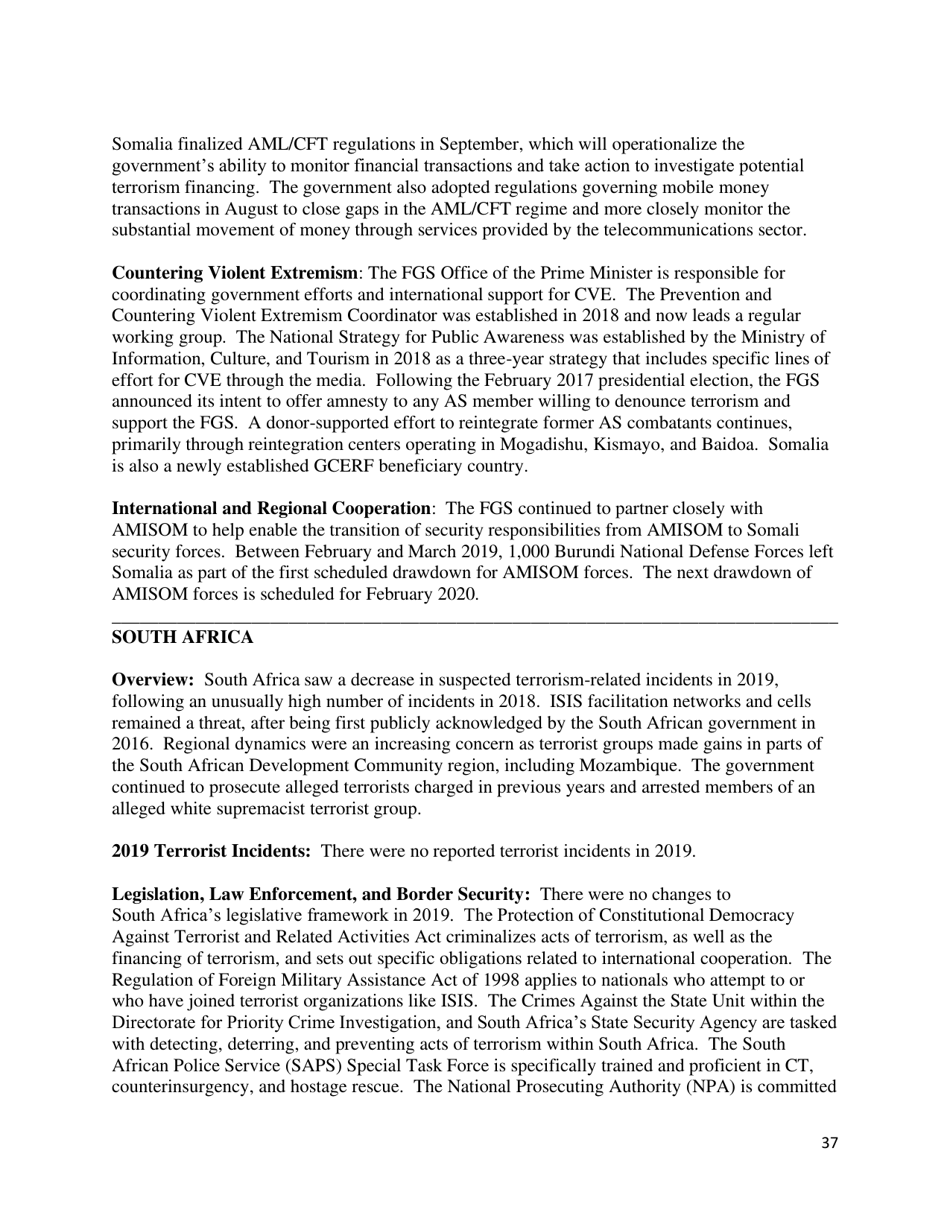 Country Reports on Terrorism, Page 38