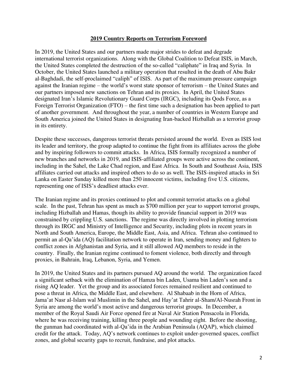 Country Reports on Terrorism, Page 3