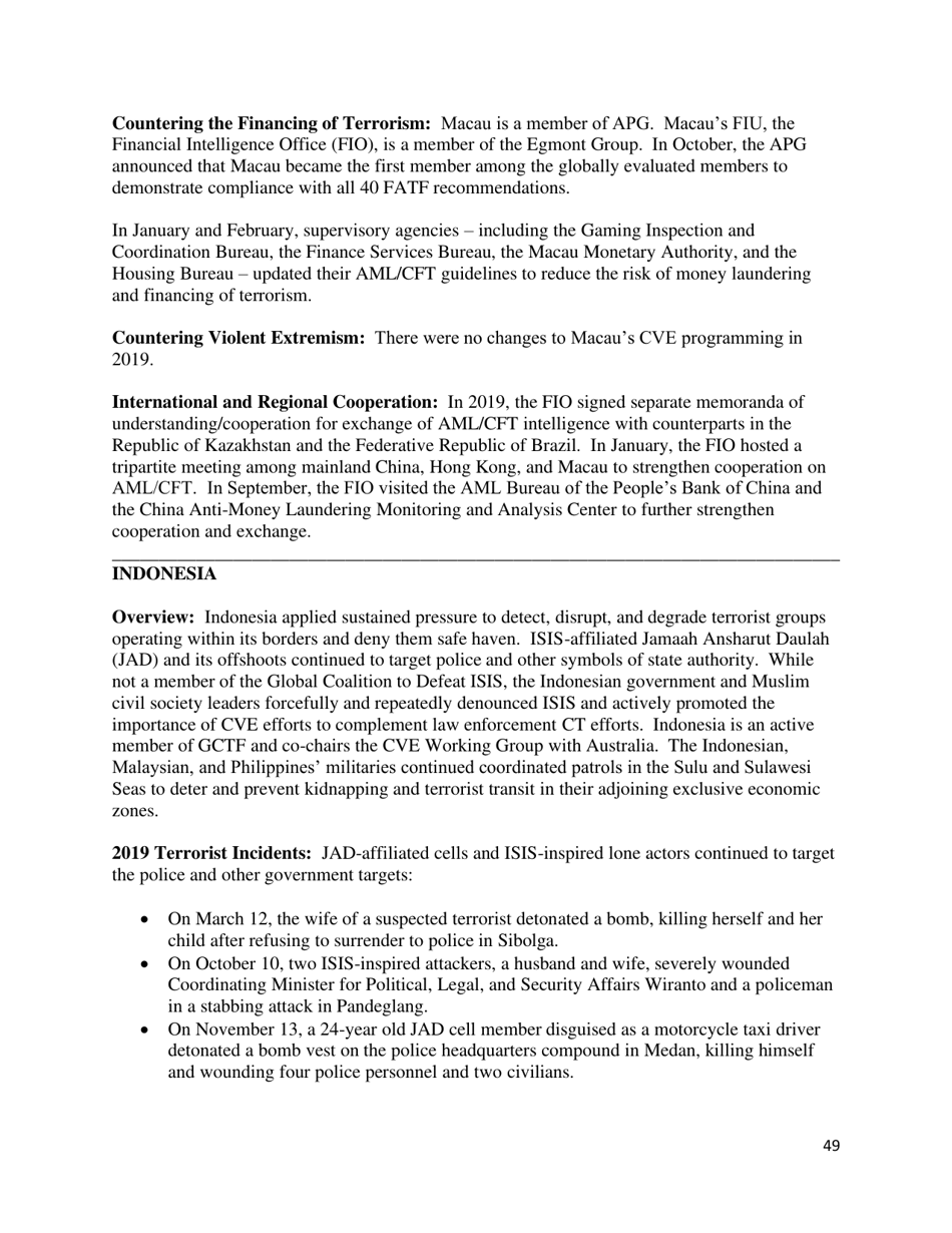 Country Reports on Terrorism, Page 50