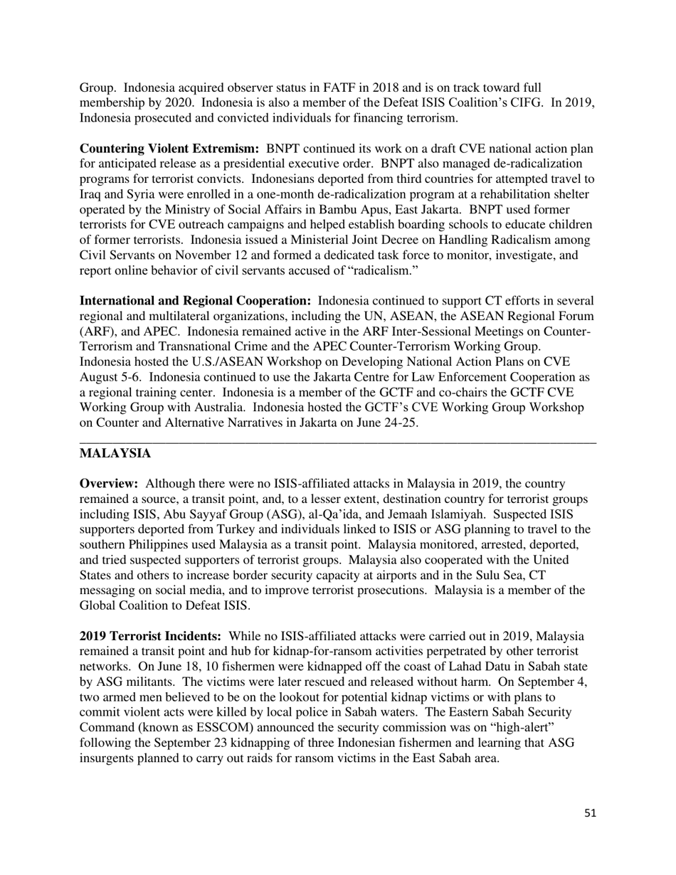 Country Reports on Terrorism, Page 52