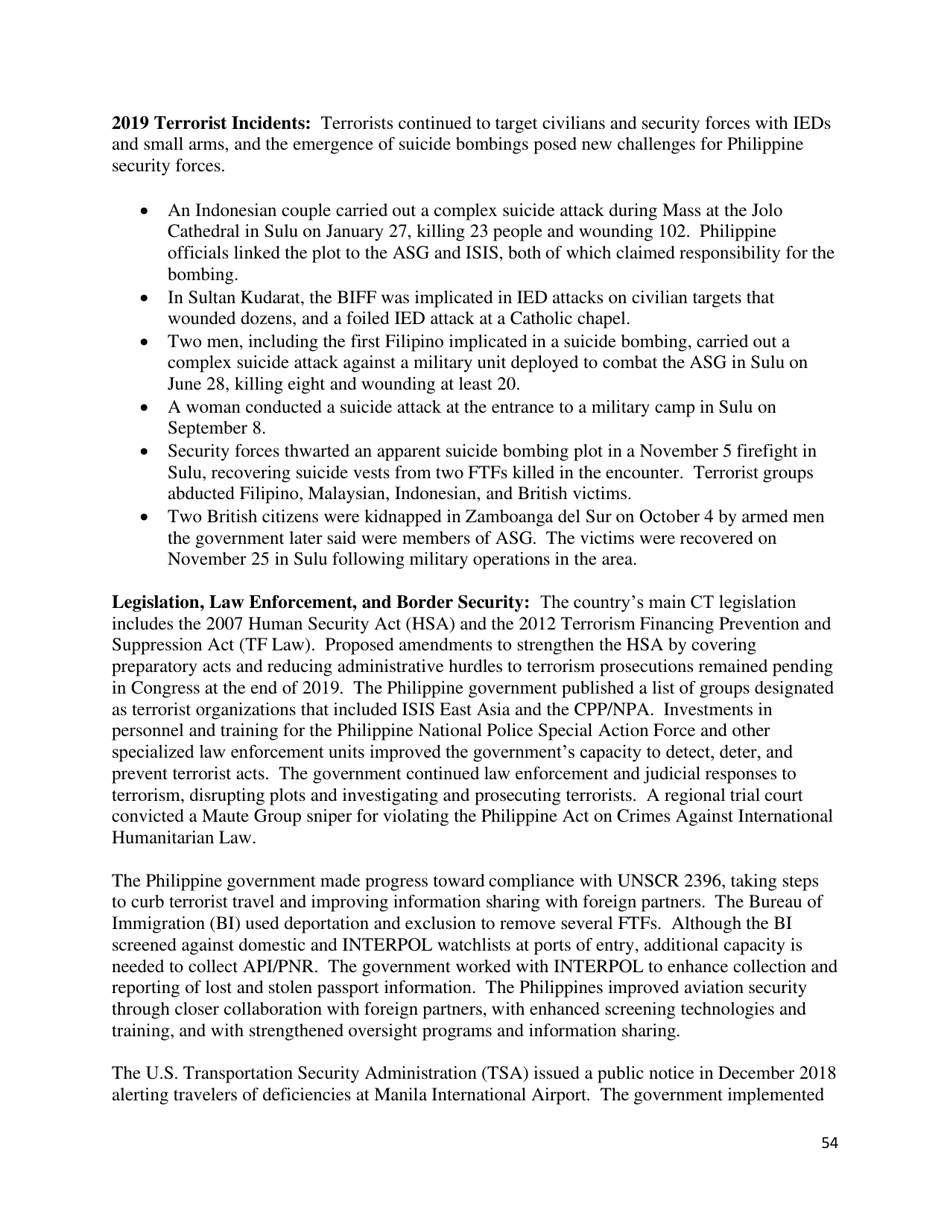 Country Reports on Terrorism, Page 55