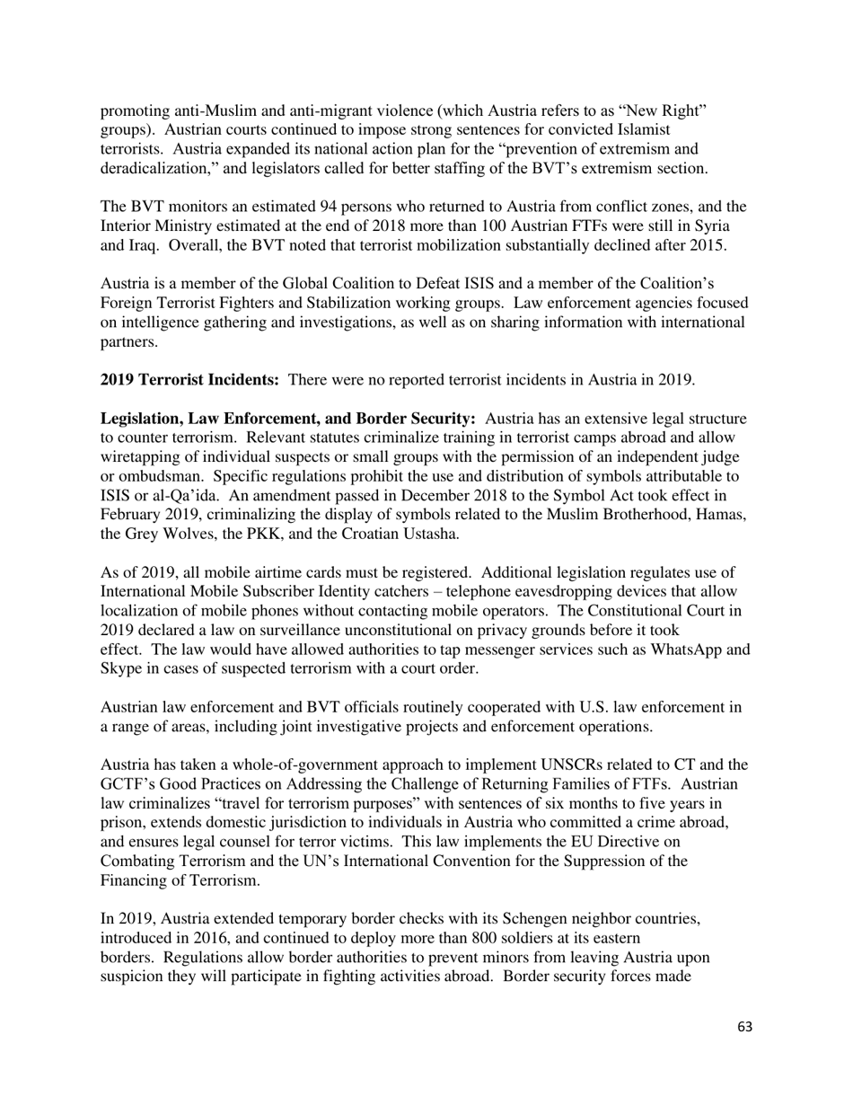 Country Reports on Terrorism, Page 64