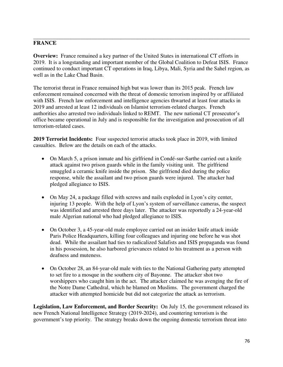 Country Reports on Terrorism, Page 77