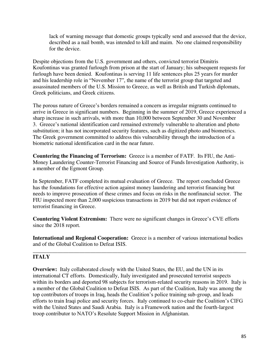 Country Reports on Terrorism, Page 86