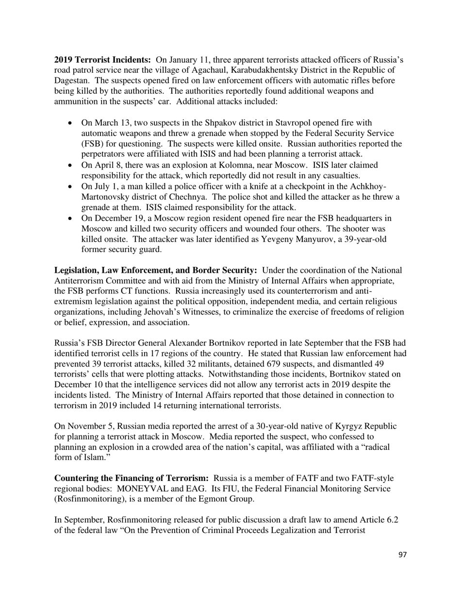 Country Reports on Terrorism, Page 98