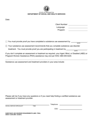 Document preview: DSHS Form 14-529 Substance Use Disorder Requirements (Abd/Pwa) - Washington