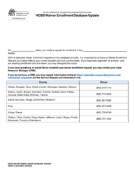 Document preview: DSHS Form 15-304 Hcbs Waiver Enrollment Database Update - Washington